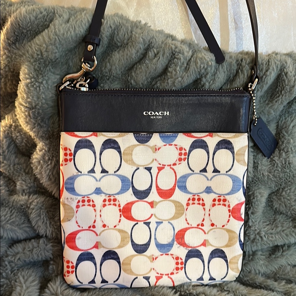 Coach Blue Crossbody Bag with Signature Monogram